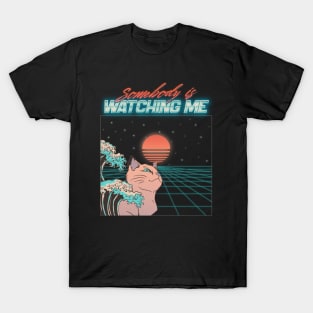 somebody is watching me retro 80s cat T-Shirt